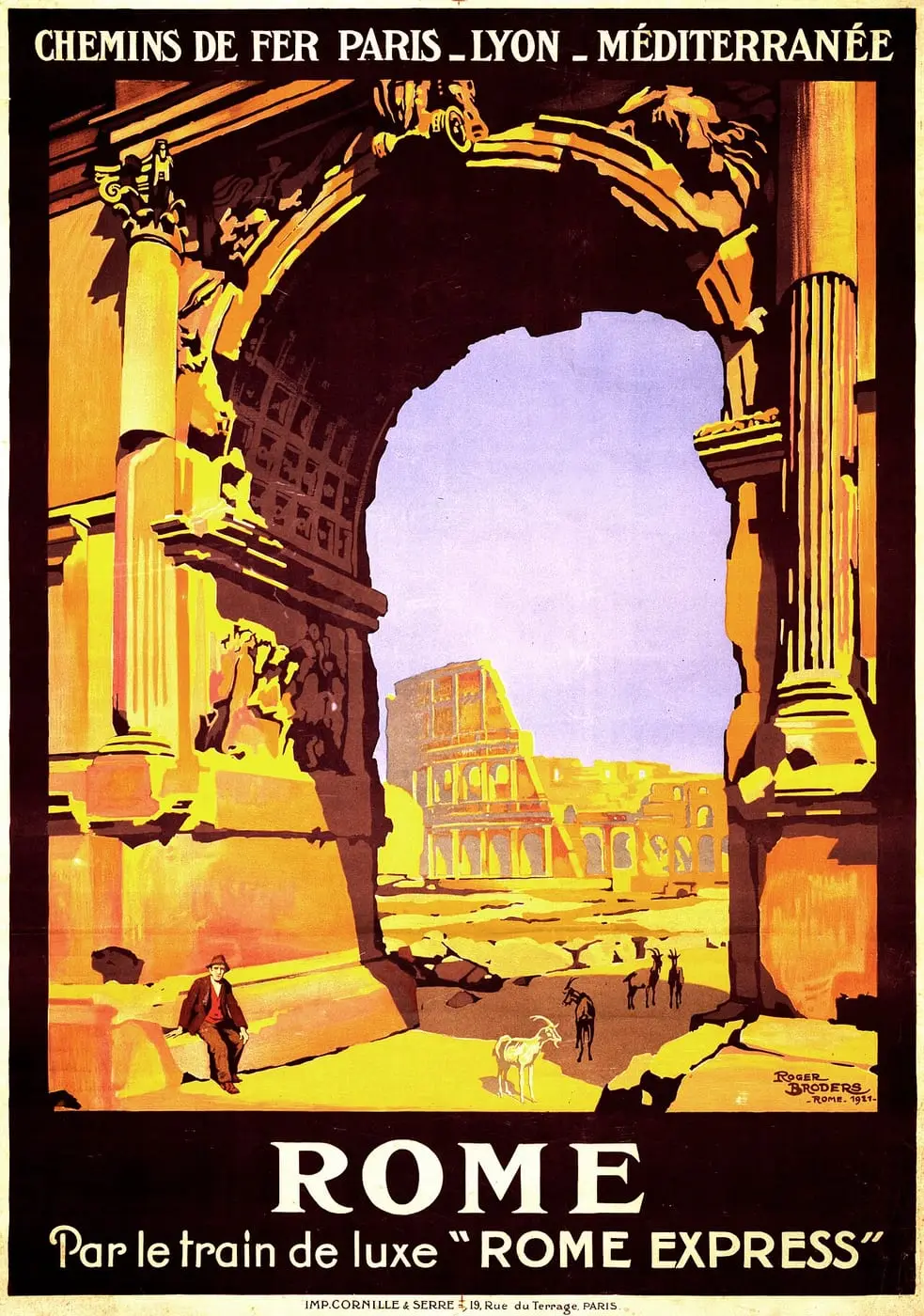Rome par le train de luxe Rome Express by Roger Broders, canvas print