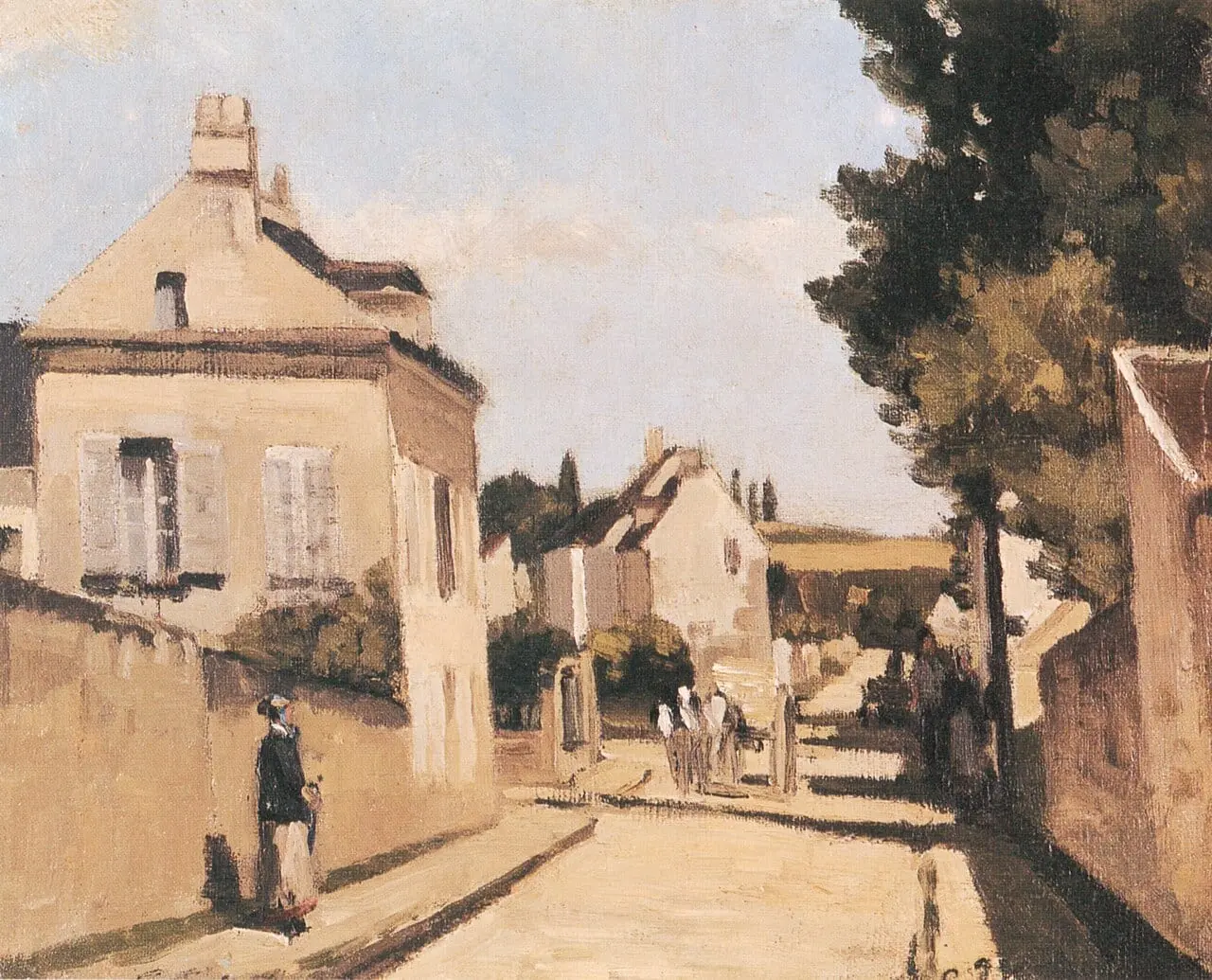 Rue L´Hermitage, Pontoise by Camille Pissarro, canvas print