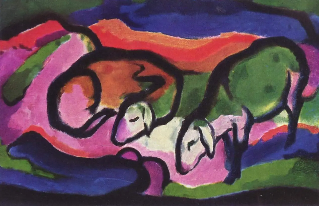 Schafe by Franz Marc, canvas print