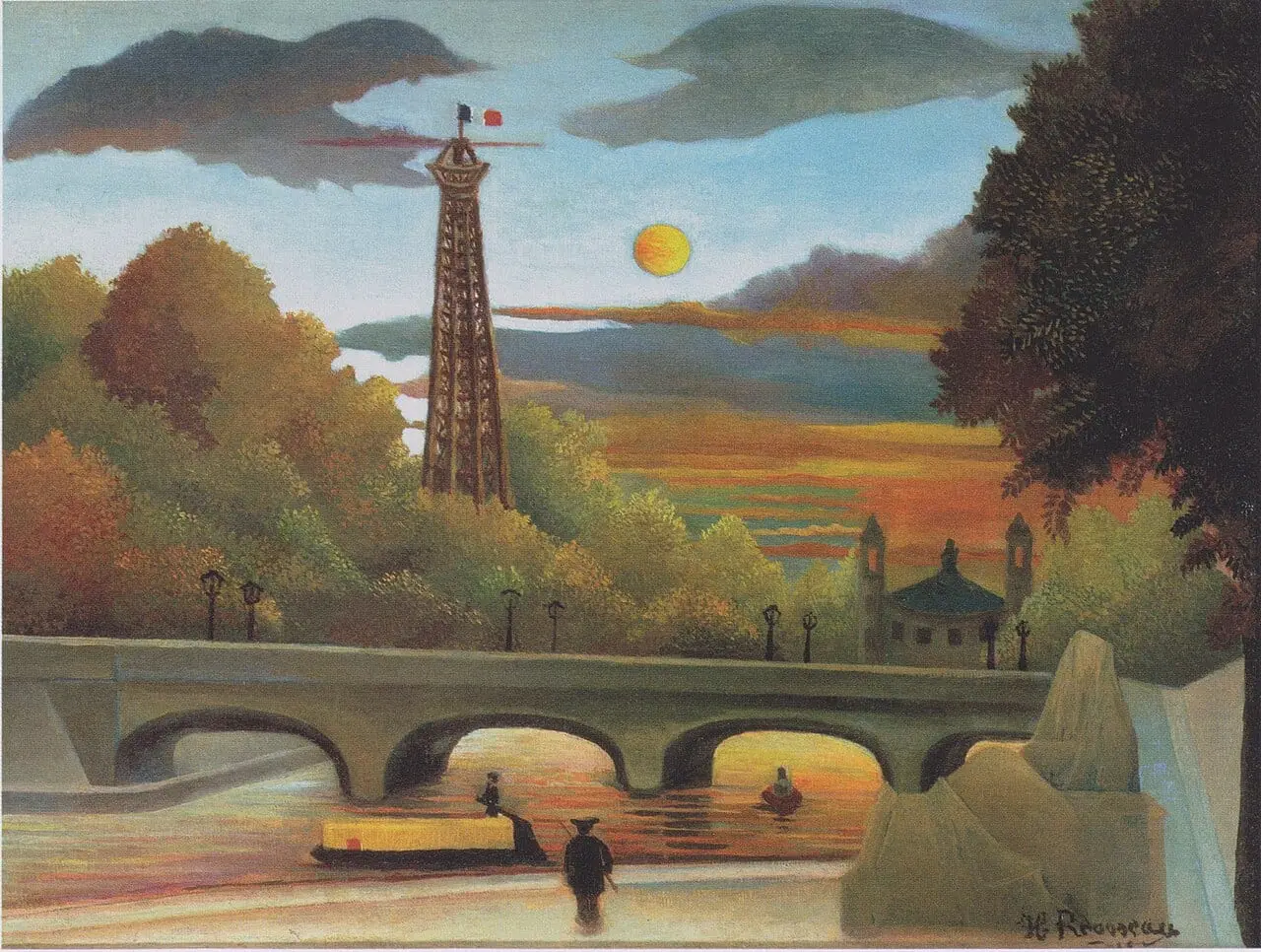 Seine and Eiffel Tower in the Sunset by Henri Rousseau, canvas print