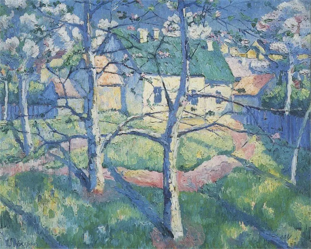 Spring, Apple Trees in Blossom by Kazimir Malevich, canvas print