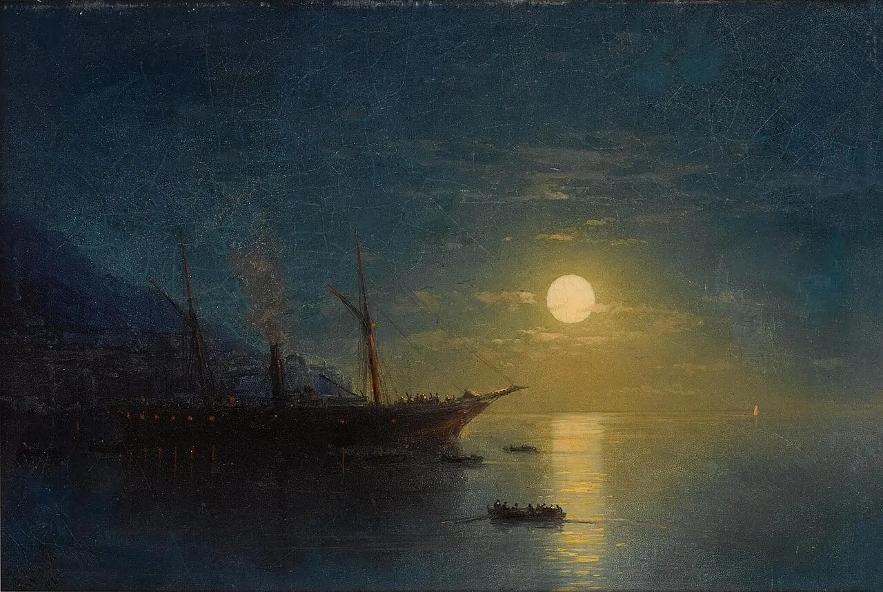 Steamship on a moonlit night by Ivan Aivazovsky, canvas print