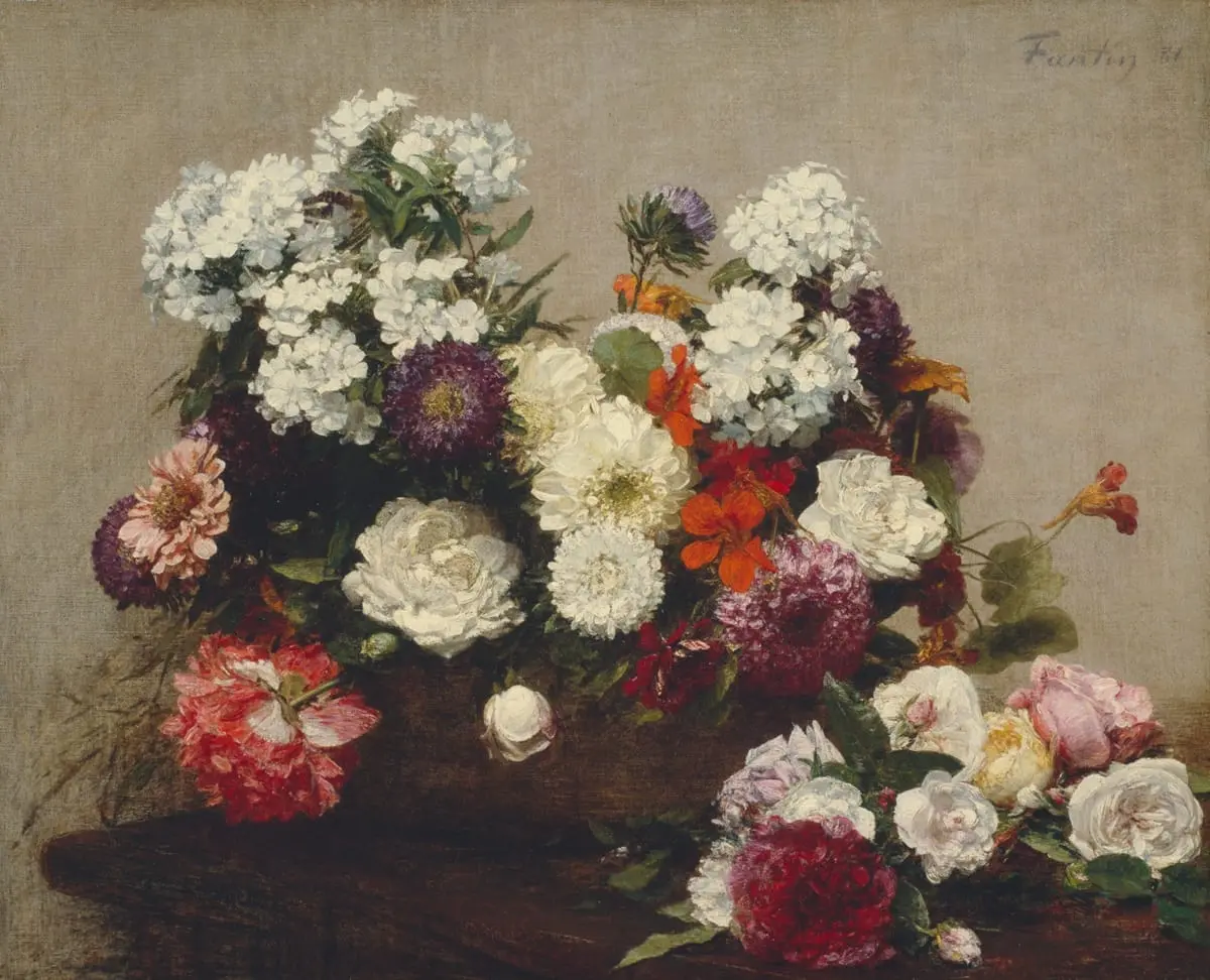 Still Life with Flowers, 1881 by Henri Fantin-Latour, canvas print