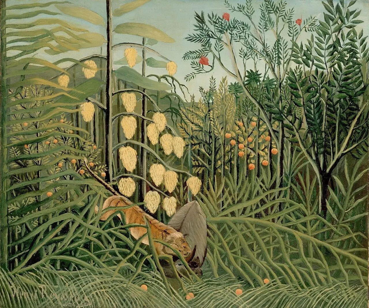 Struggle between Tiger and Bull by Henri Rousseau, canvas print