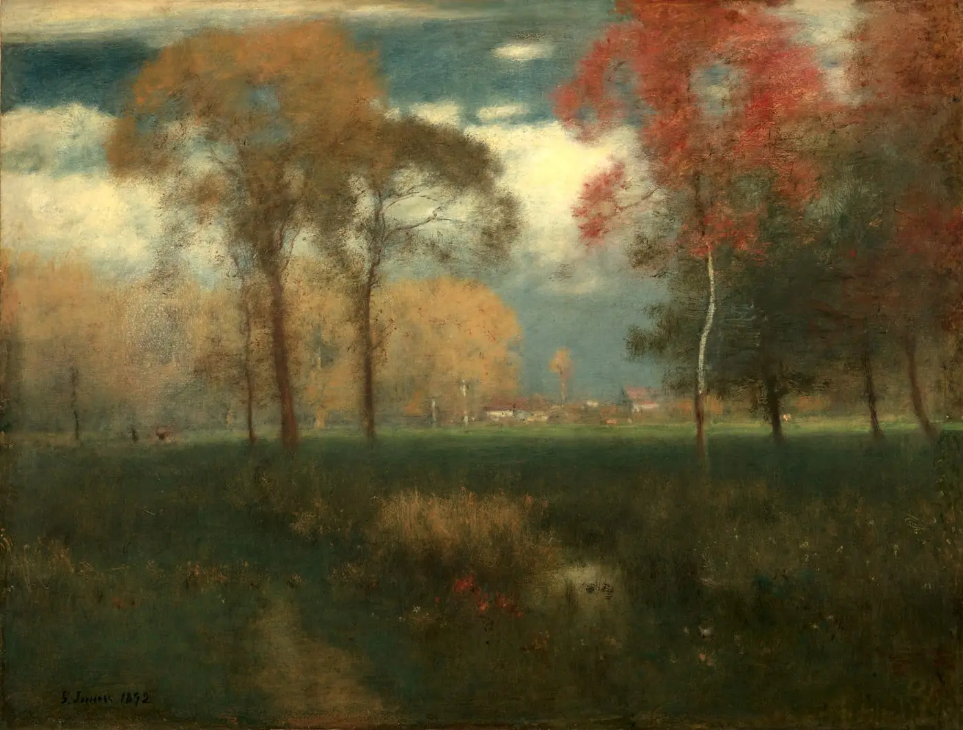 Sunny Autumn Day by George Inness, canvas print