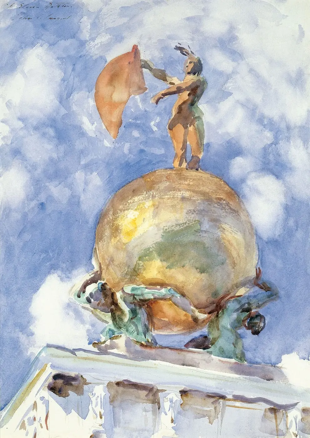 The Dogana, Statue of Fortune by John Singer Sargent, canvas print