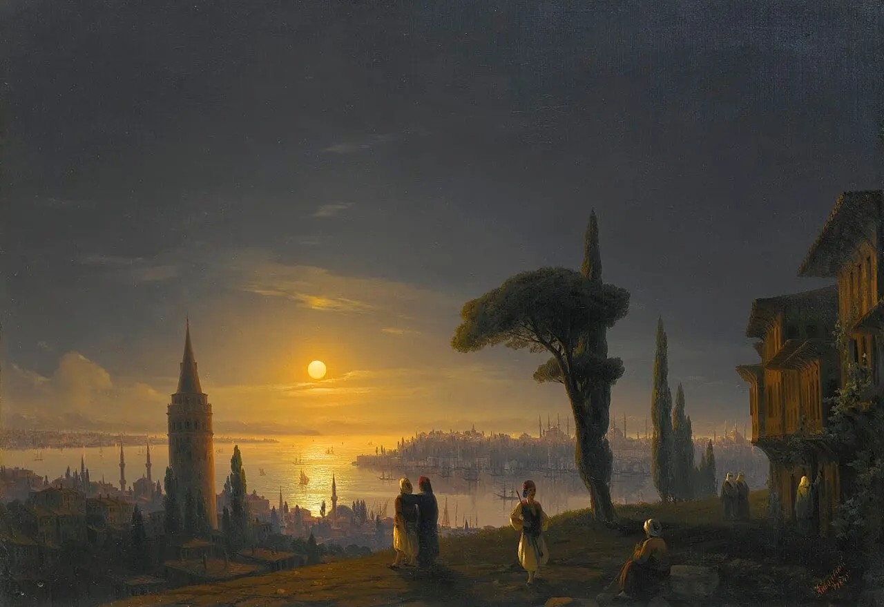 The Galata Tower by Moonlight by Ivan Aivazovsky, canvas print