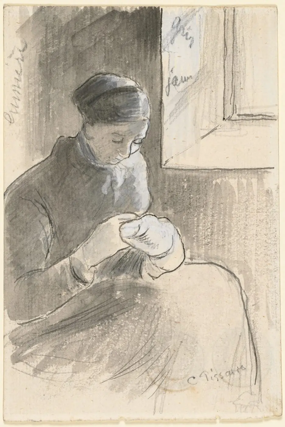 The Mender by Camille Pissarro, canvas print