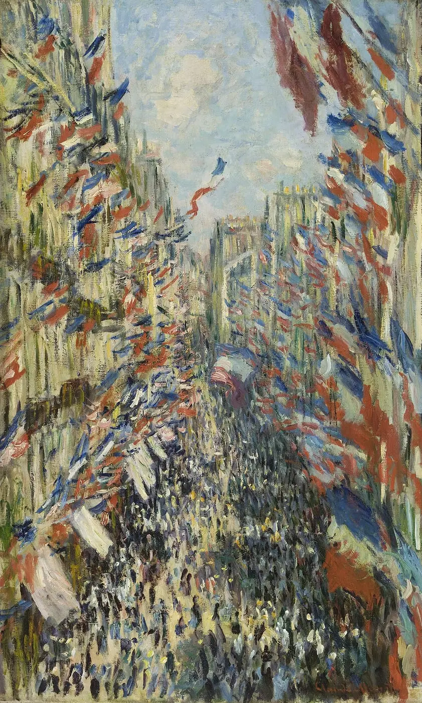 The Rue Montorgueil in Paris. Celebration of June 30 by Claude Monet, canvas print