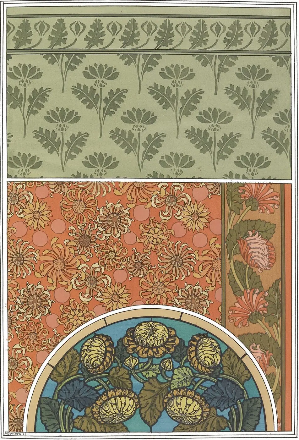 Verneuil, La plante et ses applications ornementales Pl 71 by Eugène Grasset, canvas print