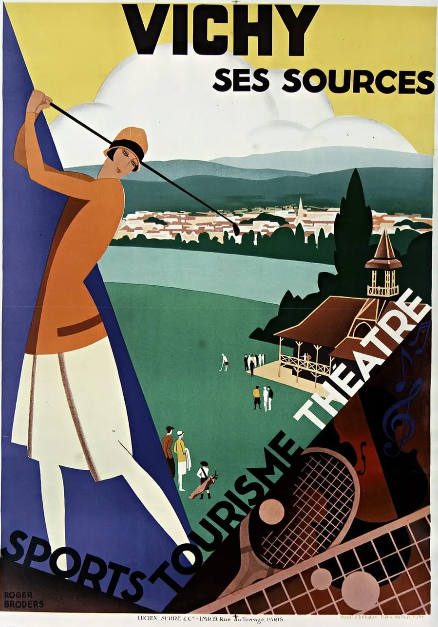 Vichy, ses sources, sport, tourisme, théâtre by Roger Broders, canvas print