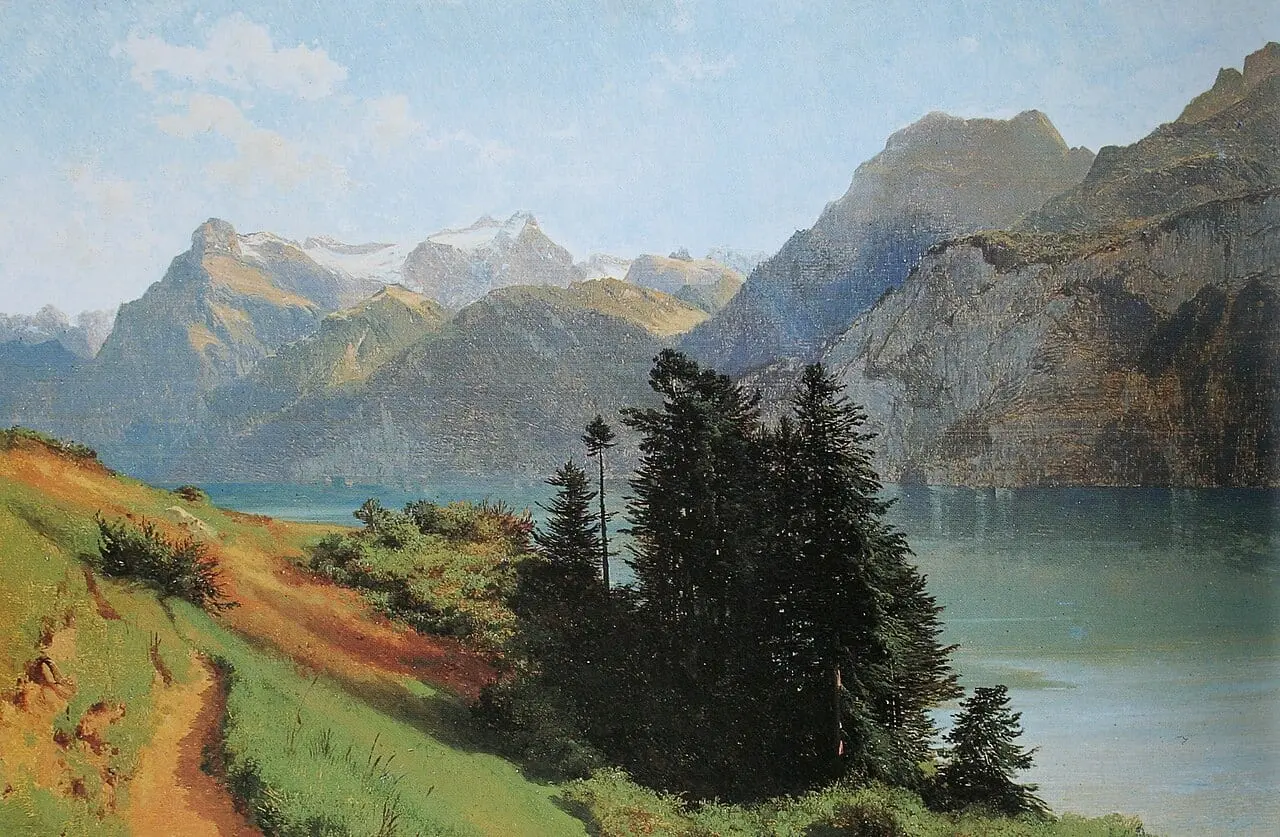 Vierwaldstättersee mit Urirotstock by Alexandre Calame, canvas print