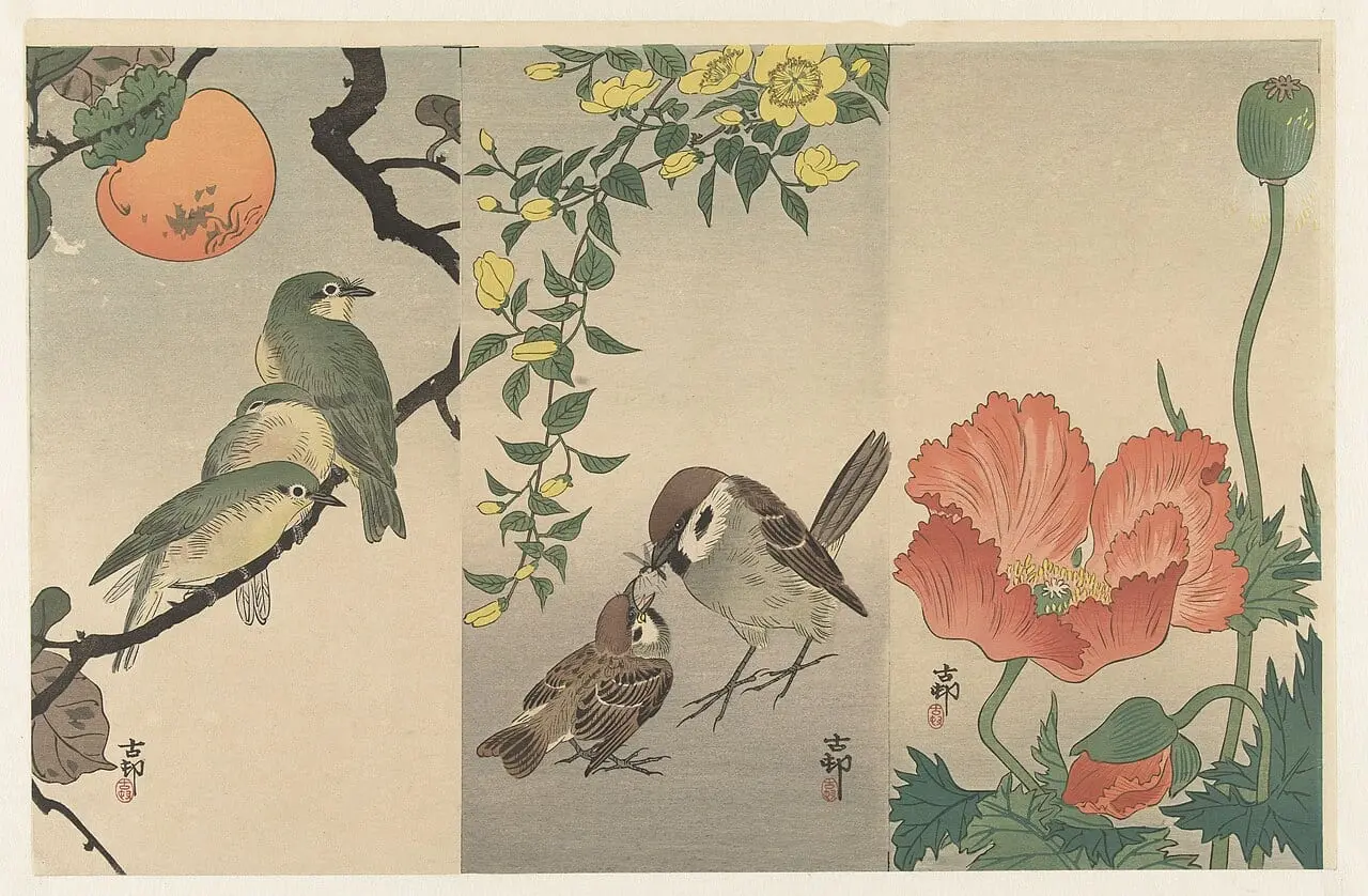Vogels en planten by Ohara Koson, canvas print