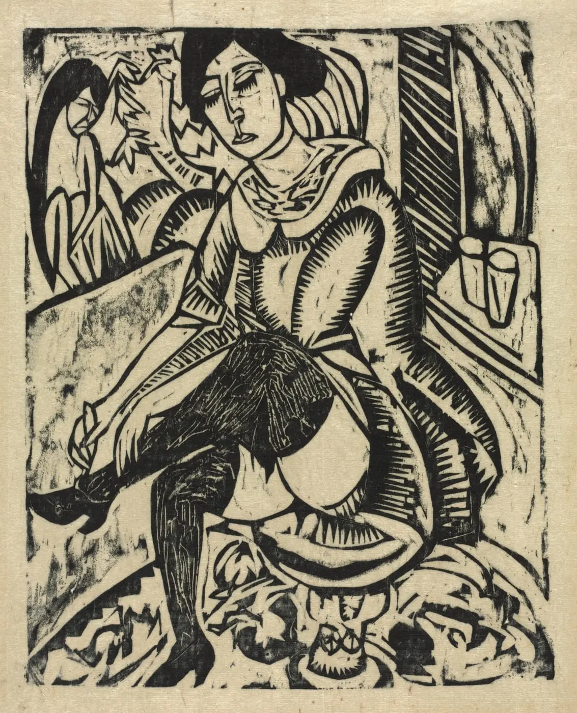 Woman Putting on Her Shoes by Ernst Ludwig Kirchner, canvas print