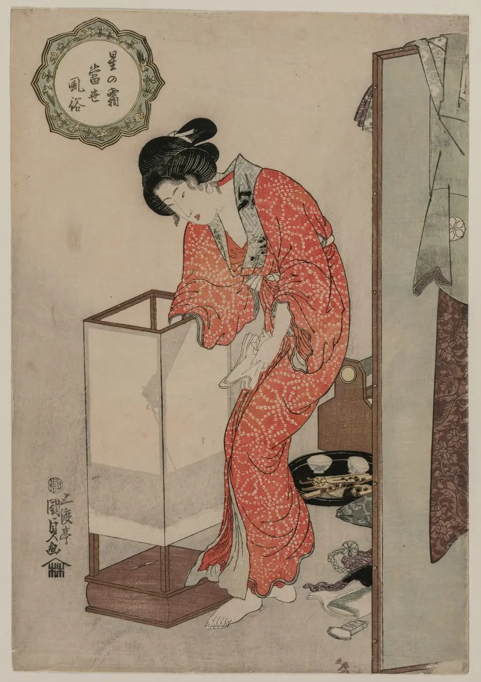 Woman Putting Out a Light by Utagawa Kunisada, canvas print