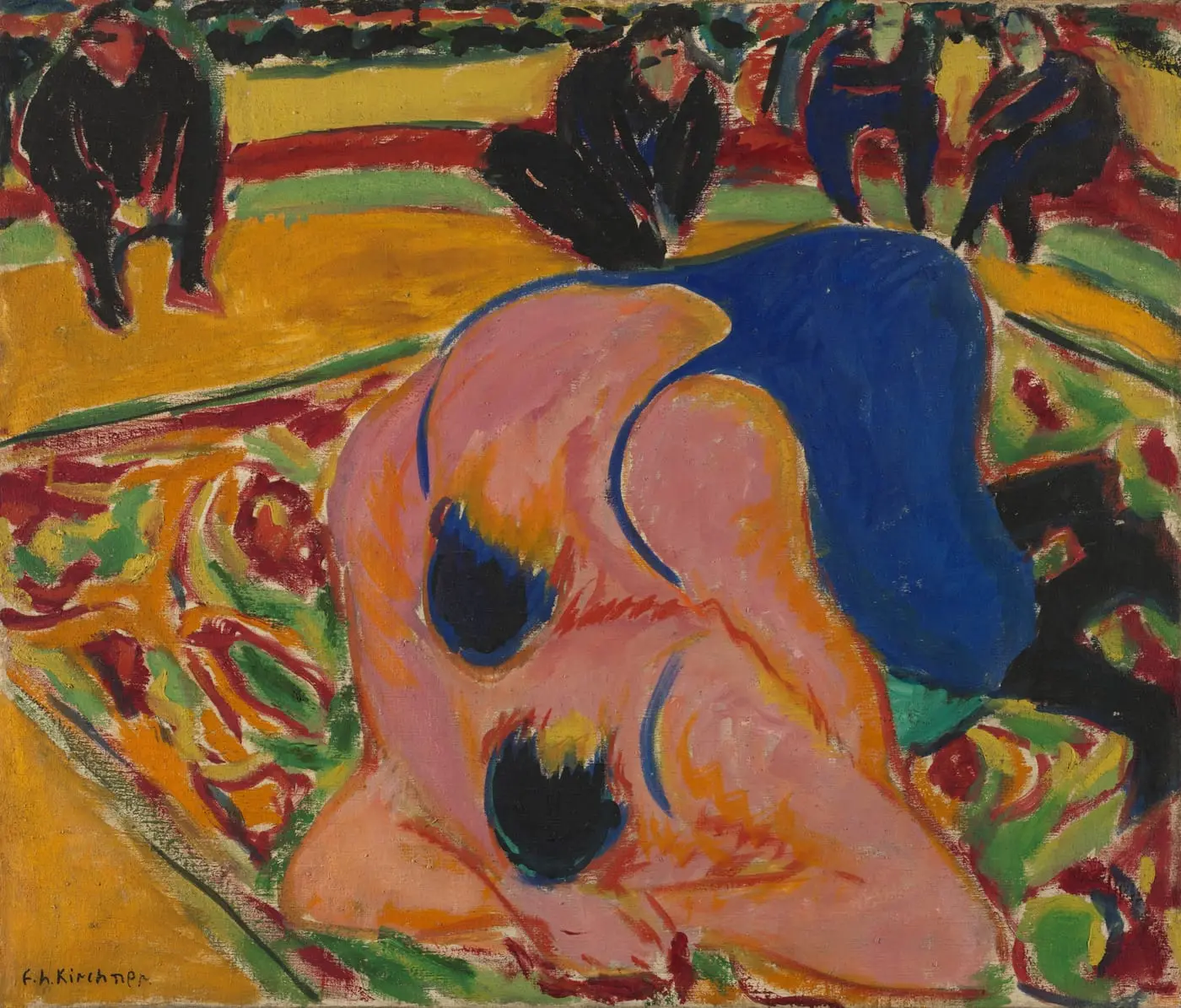 Wrestlers in a Circus by Ernst Ludwig Kirchner, canvas print