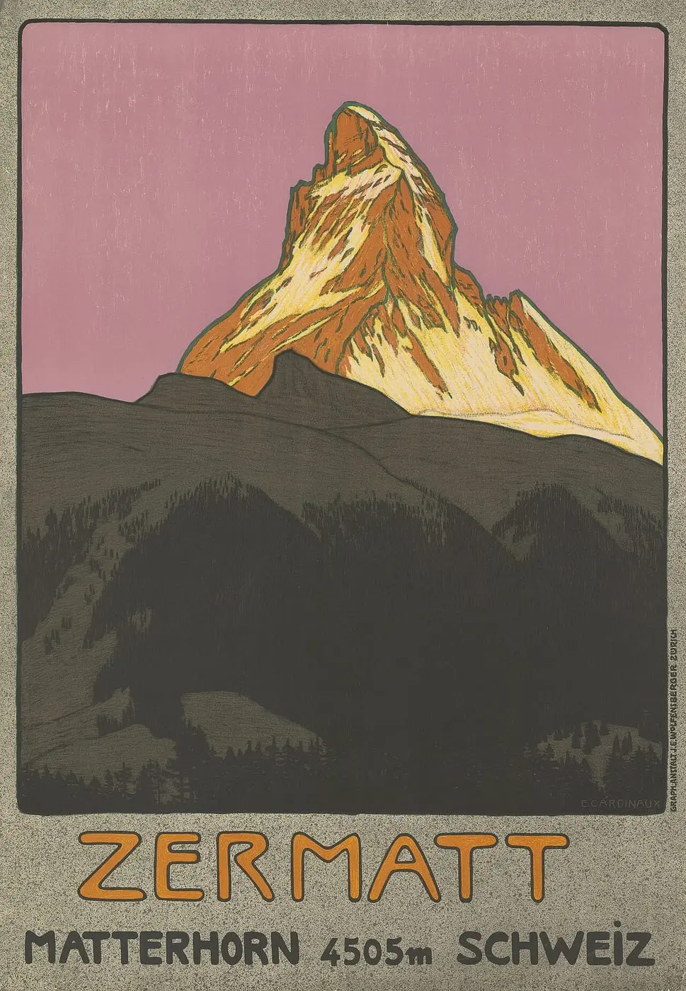 Zermatt, Matterhorn 4505m Schweiz by Emil Cardinaux, canvas print